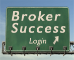 Freeway Sign saying 'Broker Success Login' and an arrow pointing up and to the right